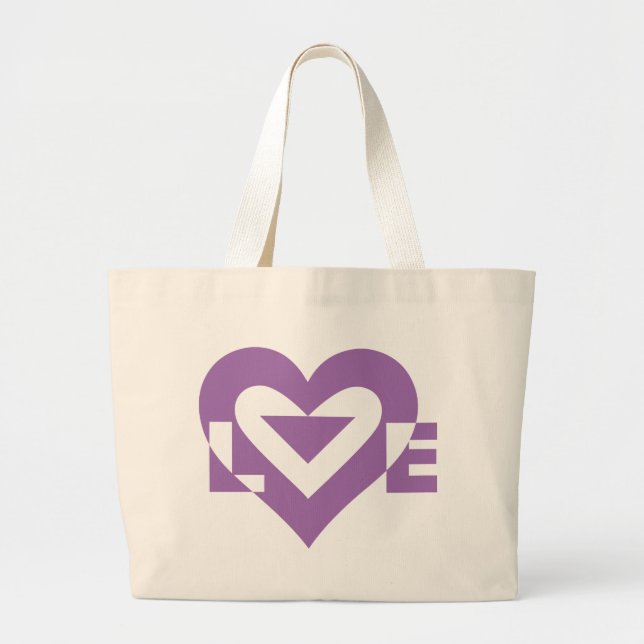 Grand Tote Bag Graphique d'amour cool, violet (Devant)
