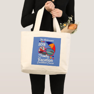 Grand Tote Bag Graphique de croisière en famille 2018 personnali