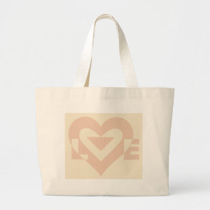 Grand Tote Bag Graphisme mignon, Beige crème