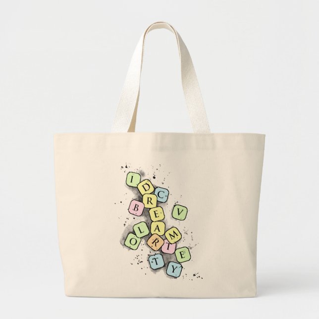 Grand Tote Bag Grattez les lettres (Devant)