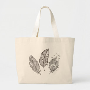 Grand Tote Bag Griffonnage complexe de plume