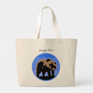 Grand Tote Bag Grizzly Bear en hiver - Art original de la faune
