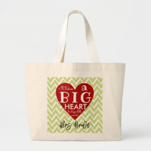 Grand Tote Bag Gros coeur rouge pépinière professeur Merci profes