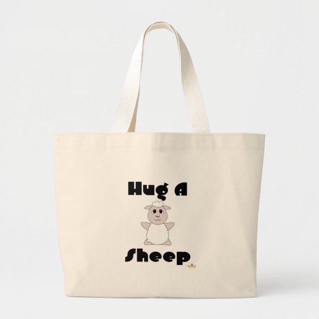 Grand Tote Bag Gros Mouton Blanc Accroché Un Mouton (Devant)