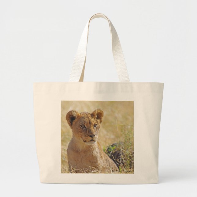 Grand Tote Bag Gros plan de Lion Cub (Devant)