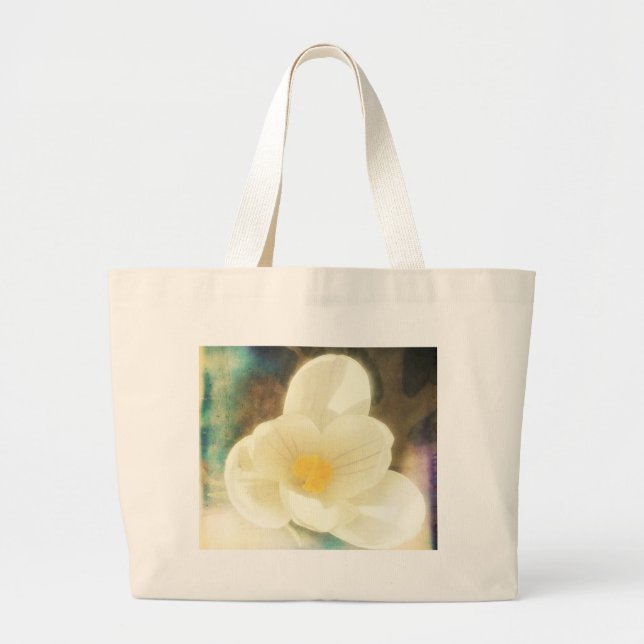 Grand Tote Bag Grunge de fleurs de crocus (Devant)