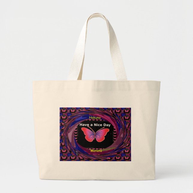 Grand Tote Bag Hakuna Matata ont une belle journée.png (Devant)