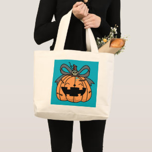 Grand Tote Bag Halloween,Citrouille Visage Mignon,Drôle , Citroui