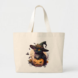 Grand Tote Bag Halloween de chats noirs mignons