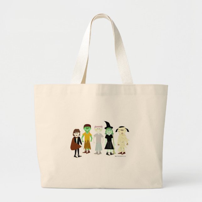 Grand Tote Bag Halloweenies Personnages Junior À Halloween (Devant)