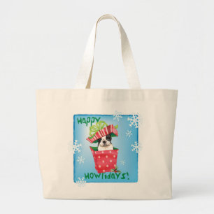 Grand Tote Bag Happy Howliday Boston Terrier