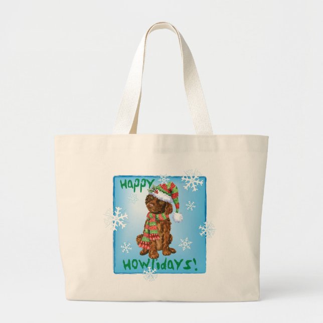 Grand Tote Bag Happy Howliday Irish Water Spaniel (Devant)