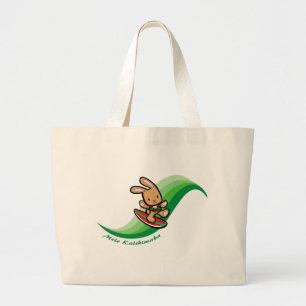 Grand Tote Bag Hawaiian Surfing Bunny Holiday Green Cartoon Band