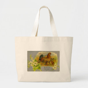 Grand Tote Bag Hen de Pâques vintage