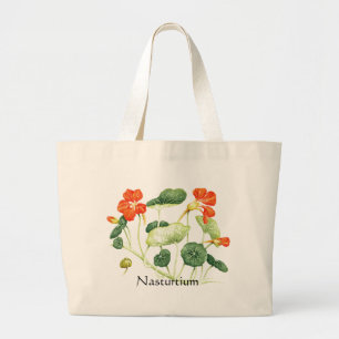 Grand Tote Bag Herbe - Série de jardins - Nasturtium