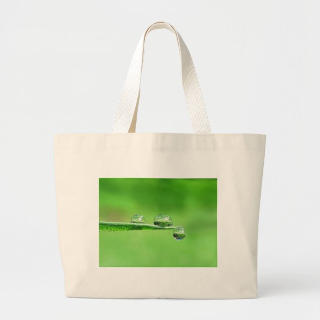 Grand Tote Bag Herbe verte avec Dew Méditation nature paisible (Devant)