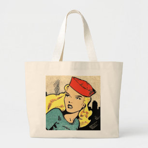 Grand Tote Bag Héroïne blonde ravissante de bande dessinée