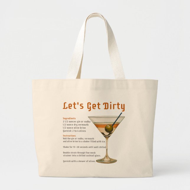 Grand Tote Bag Heure de cocktail Obtenons une recette de martini  (Devant)