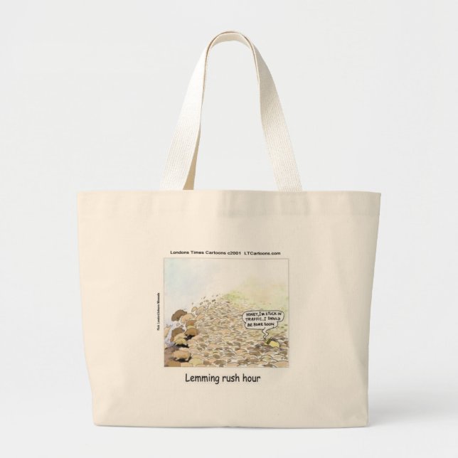 Grand Tote Bag Heure de pointe Lemmings amusant (Devant)