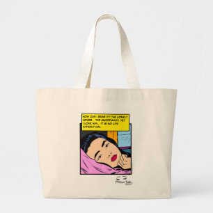 Grand Tote Bag Heures solitaires Art de bande dessinée romantique