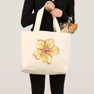 Grand Tote Bag Hibiscus & dentelle JAUNE
