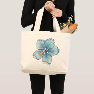 Grand Tote Bag Hibiscus & dentelle TURQUOISE