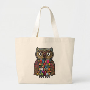 Grand Tote Bag Hibou de patchwork