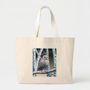 Grand Tote Bag Hibou des neiges aux yeux bleus