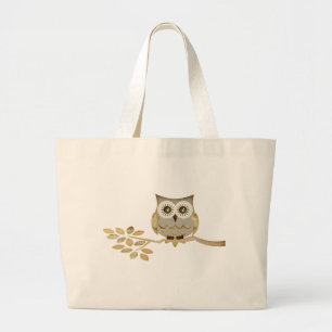Grand Tote Bag Hibou large de yeux dans l'arbre