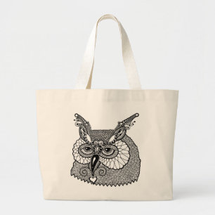 Grand Tote Bag Hibou Zendoodle principal