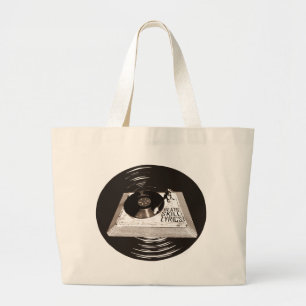 GRAND TOTE BAG HIP HOP BEATS SKILL LYRICS ON TURNTABLE