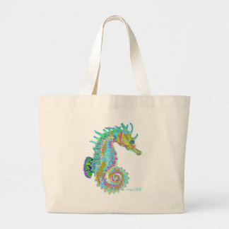 Grand Tote Bag Hippocampe Fourre-tout d'arc-en-ciel