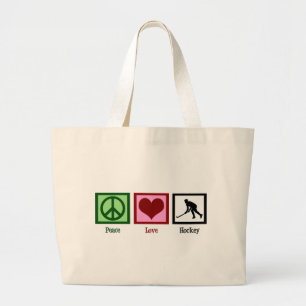 Grand Tote Bag Hockey de champ d'amour de paix