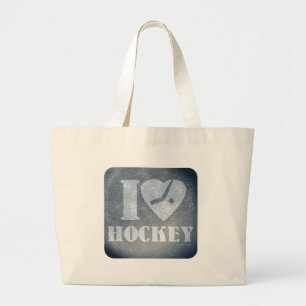 Grand Tote Bag Hockey sur glace amour
