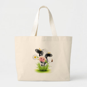 Grand Tote Bag Holstein cow en gris