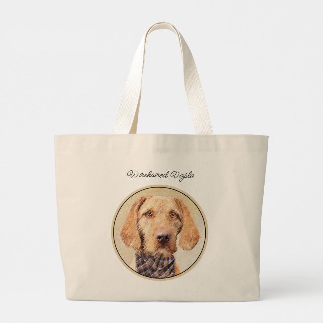 Grand Tote Bag Hongrois À poils durs Vizsla peinture mignonne chi (Dos)