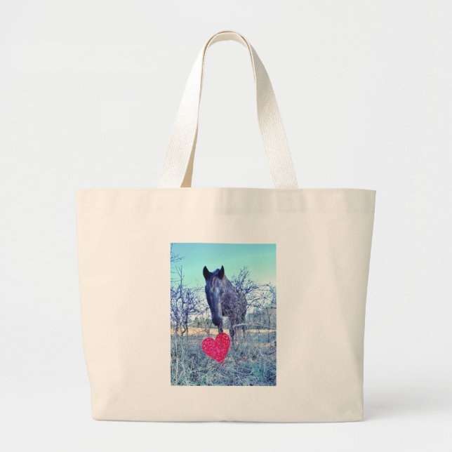 Grand Tote Bag Horse et heart (Devant)