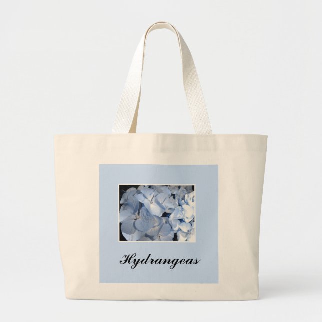 Grand Tote Bag Hortensias Bleu Bébé (Devant)