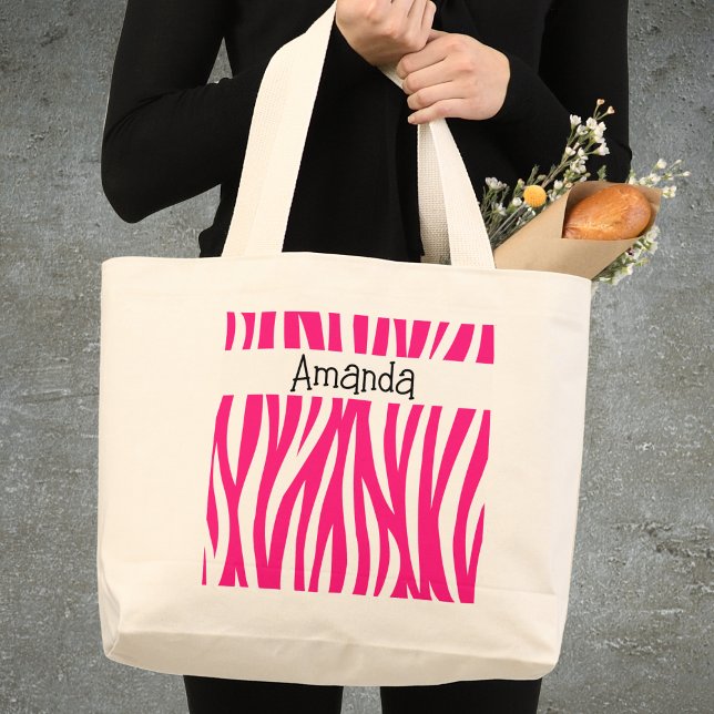 Grand Tote Bag Hot Pink Wavy Animal Print Tote (Créateur téléchargé)