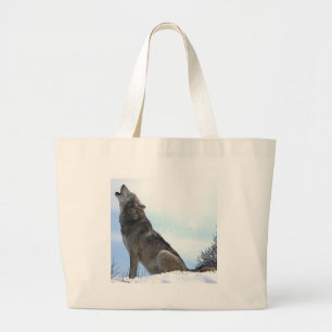 Grand Tote Bag Howling Wolf in Snow