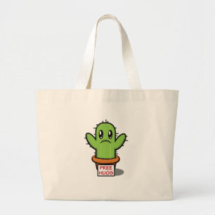 Grand Tote Bag Hugs Libres - Cactus Humour Drôle