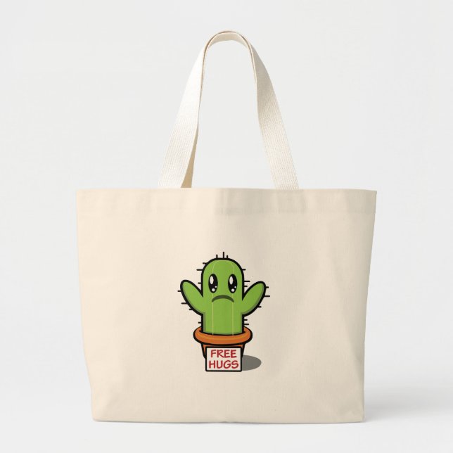 Grand Tote Bag Hugs Libres - Cactus Humour Drôle (Devant)