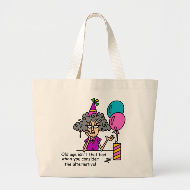 Grand Tote Bag Humour alternatif d'anniversaire (Devant)