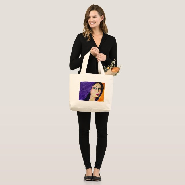Grand Tote Bag HWJ Purple Hair Woman Fourre-tout (Devant (modèle))