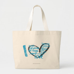 Grand Tote Bag I Aqua de graffiti de coeur