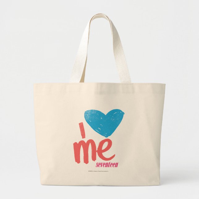 Grand Tote Bag I coeur j'Aqua/rose (Devant)