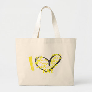 Grand Tote Bag I jaune de graffiti de coeur