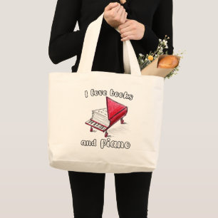Grand Tote Bag I Looks And Piano, Authentic Freehand Art
