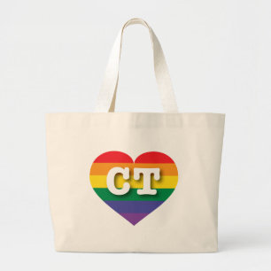 Grand Tote Bag I Love Connecticut Rainbow Heart