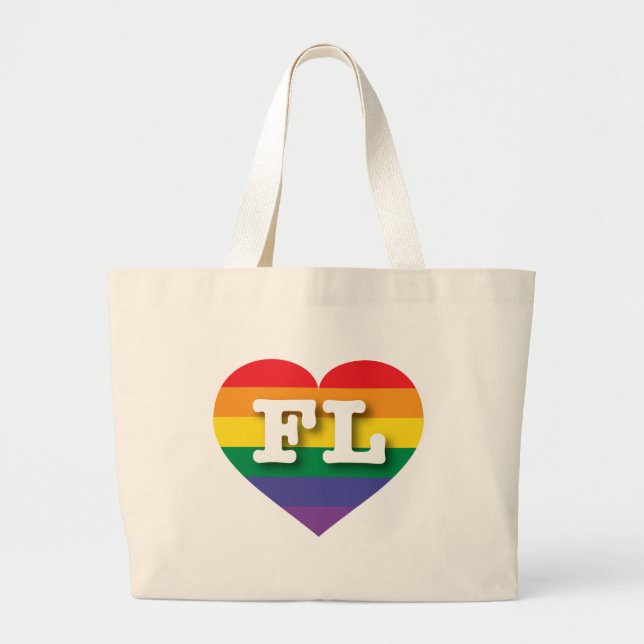 Grand Tote Bag I Love Florida Rainbow Heart (Devant)